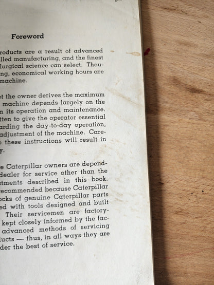 Caterpillar Diesel D8 Tractor Operator's Manual  FE034315-05