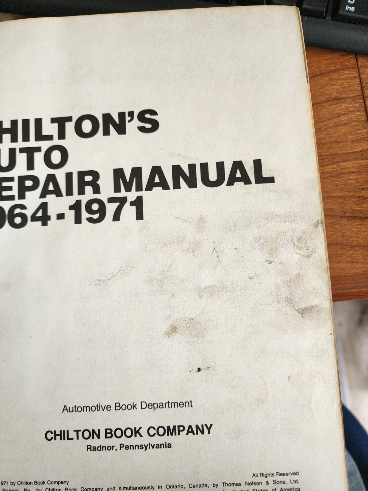 Chiltons auto repair manual 1964-1971