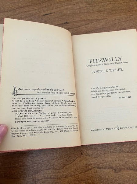Vtg Pocket Book - "Fitzwilly" By Poyntz Tyler Dick Van Dyke
