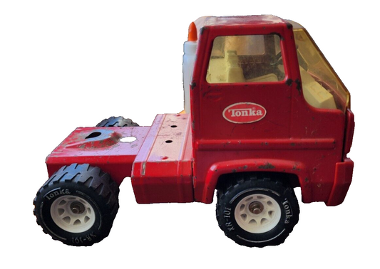 Vintage Tonka Semi Truck Cab Steel Metal & Plastic XR-101 On Tires Red 9.5"