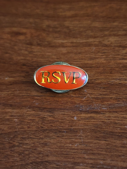 Collectible RSVP Oval Pin Gold Tone