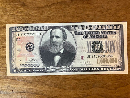 Novelty Money: Rutherford B Hayes - $1,000,000 - lot of 3