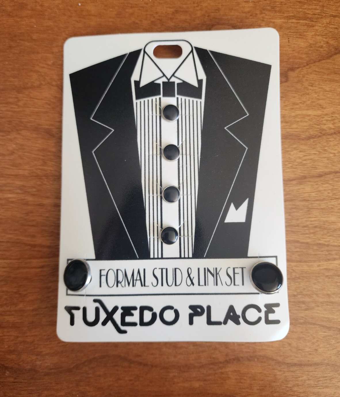Formal Tuxedo Silver Stud & Link Wedding Cuff Links set