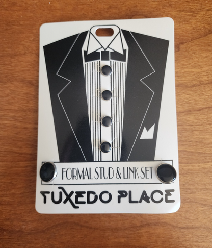 Formal Tuxedo Silver Stud & Link Wedding Cuff Links set