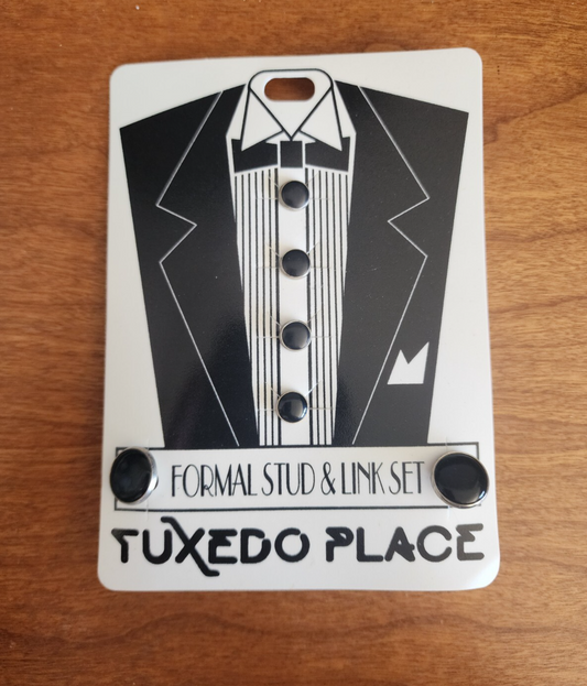 Formal Tuxedo Silver Stud & Link Wedding Cuff Links set