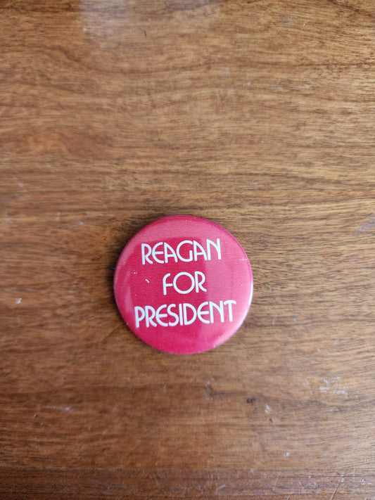 Vintage Political Campaign Pin 1980s "Reagan For President" Red