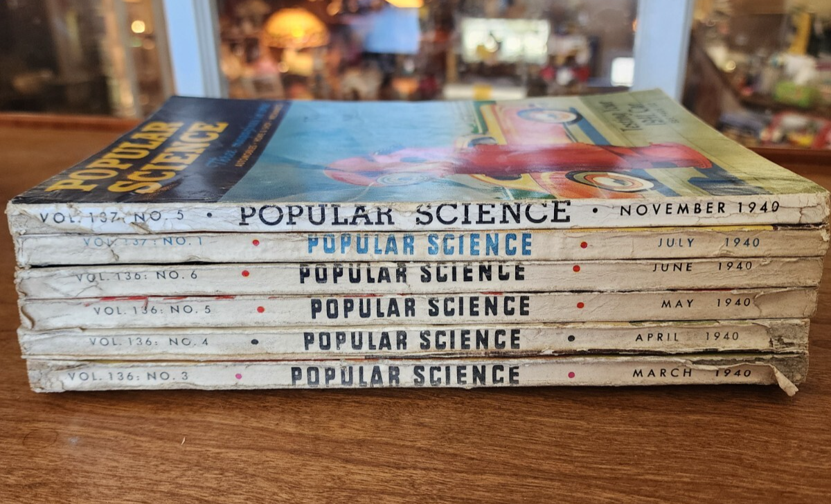 Lot of 6 Popular Science Magazines 1940