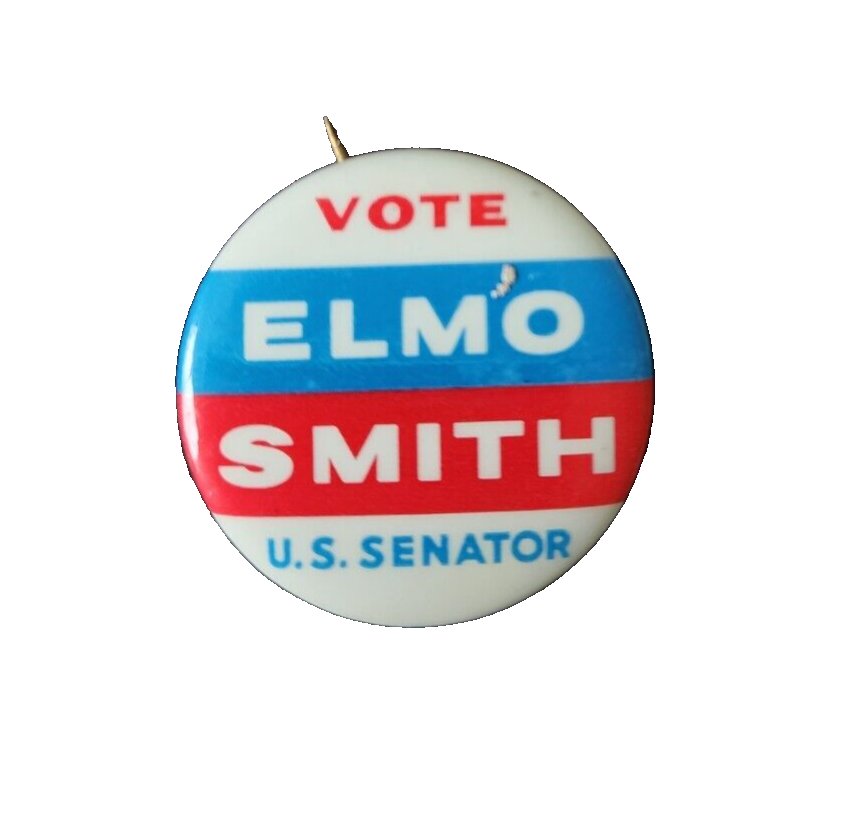 Elmo Smith Oregon (R) US Senate nominee 1960 political pin button fmr Governor