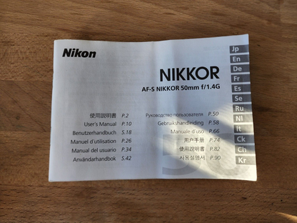 INSTRUCTION MANUAL Nikon AF-S Nikkor 24-120mm f/4G - Very Good