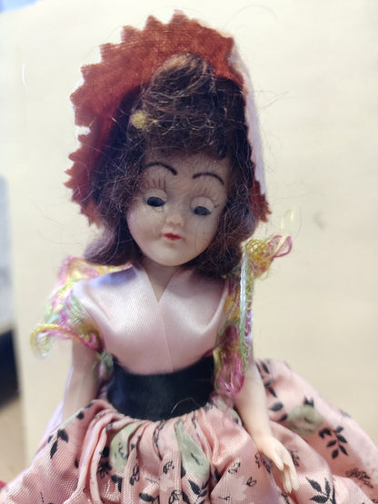 Vintage 1950s Elite Creations Dream Girl Pink Green Gown Doll Brunette