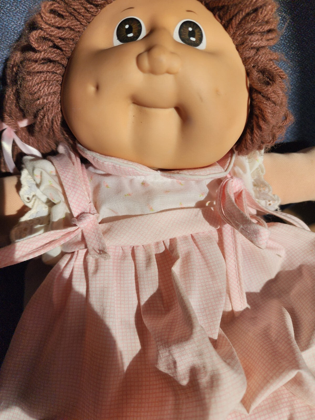 Vtg Cabbage Patch Kids Girl Brown Hair Eyes Factory 1985 Pink Dress & Pants