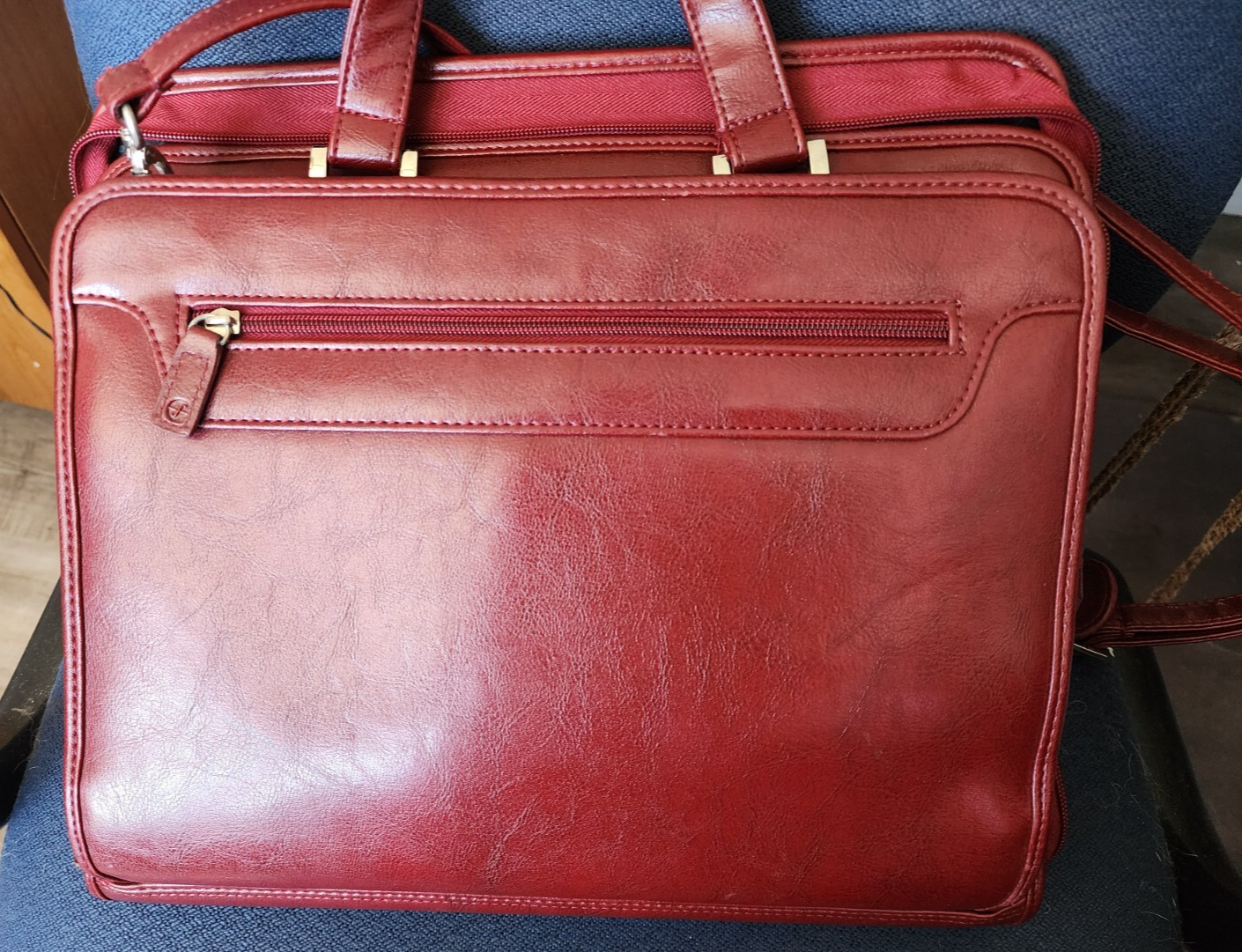 Foray Maroon Faux Leather Briefcase Planner Laptop Bag