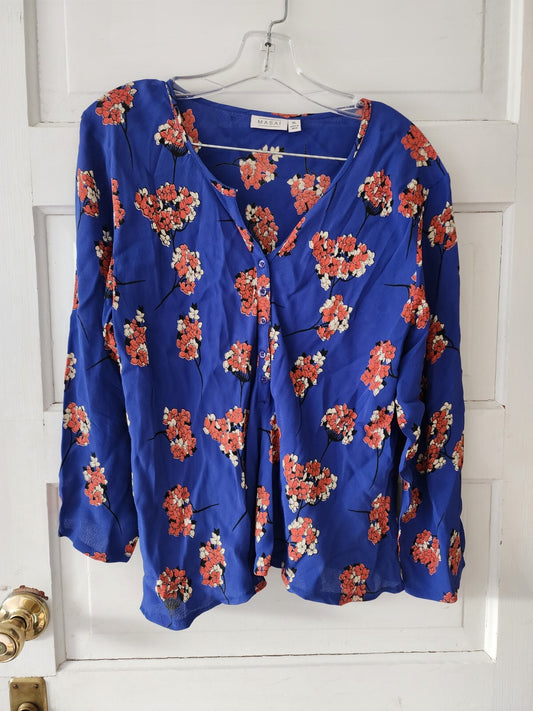 MASAI Women’s Blouse Blue Floral Sz XL