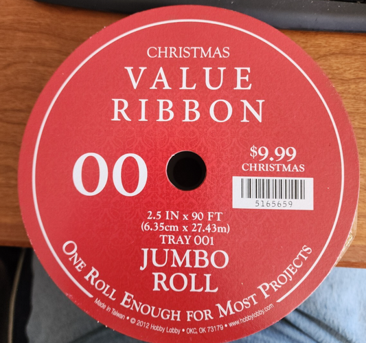 Christmas Value Ribbon 00 2.5" x 90' Jumbo Roll 2012