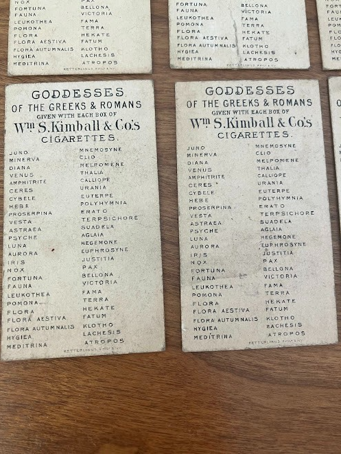 GODDESSES OF THE GREEKS & ROMANS: Wm S. Kimball & Co's - lot of 9