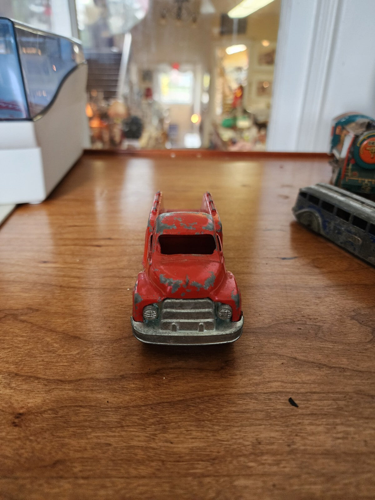 Toy Fire Ladder Red Metal Steel Truck 6-1/4" - USA