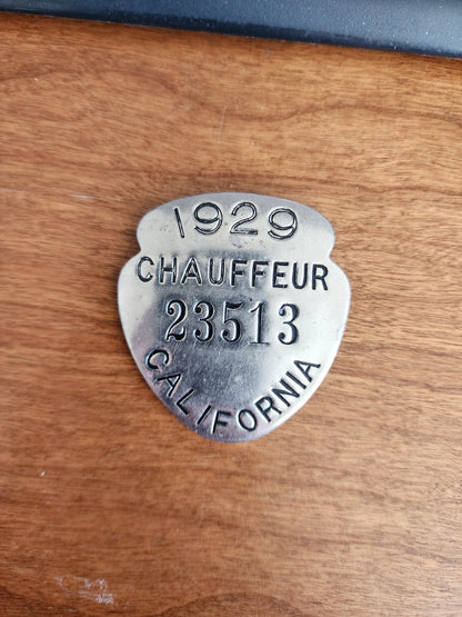 1929 Registered Chauffeur Badge California #23513