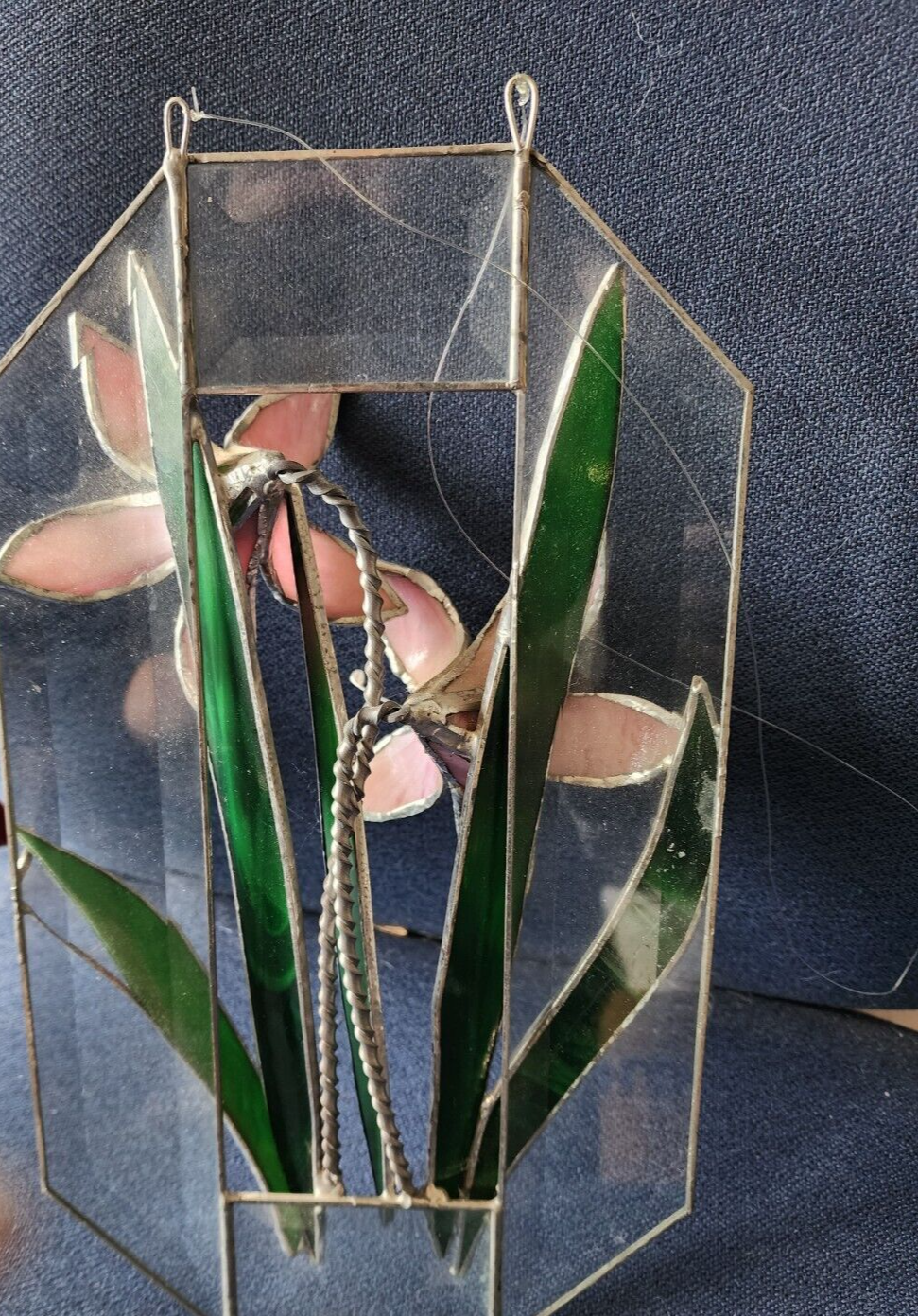 3-D Lily Flowers Hanging Art made of Fused Stained Glass