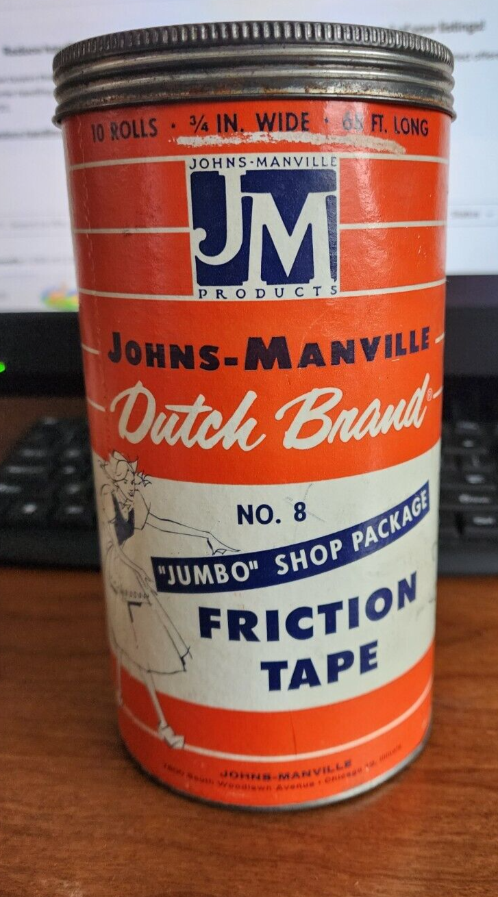 Vtg Johns-Manville Dutch Brand Friction Tape Canister