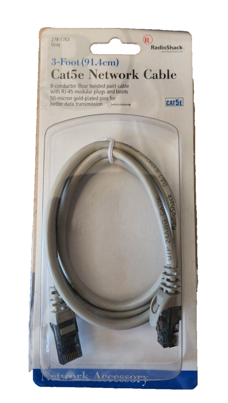 Gray 3-foot Cat5e Network Cable RadioShack