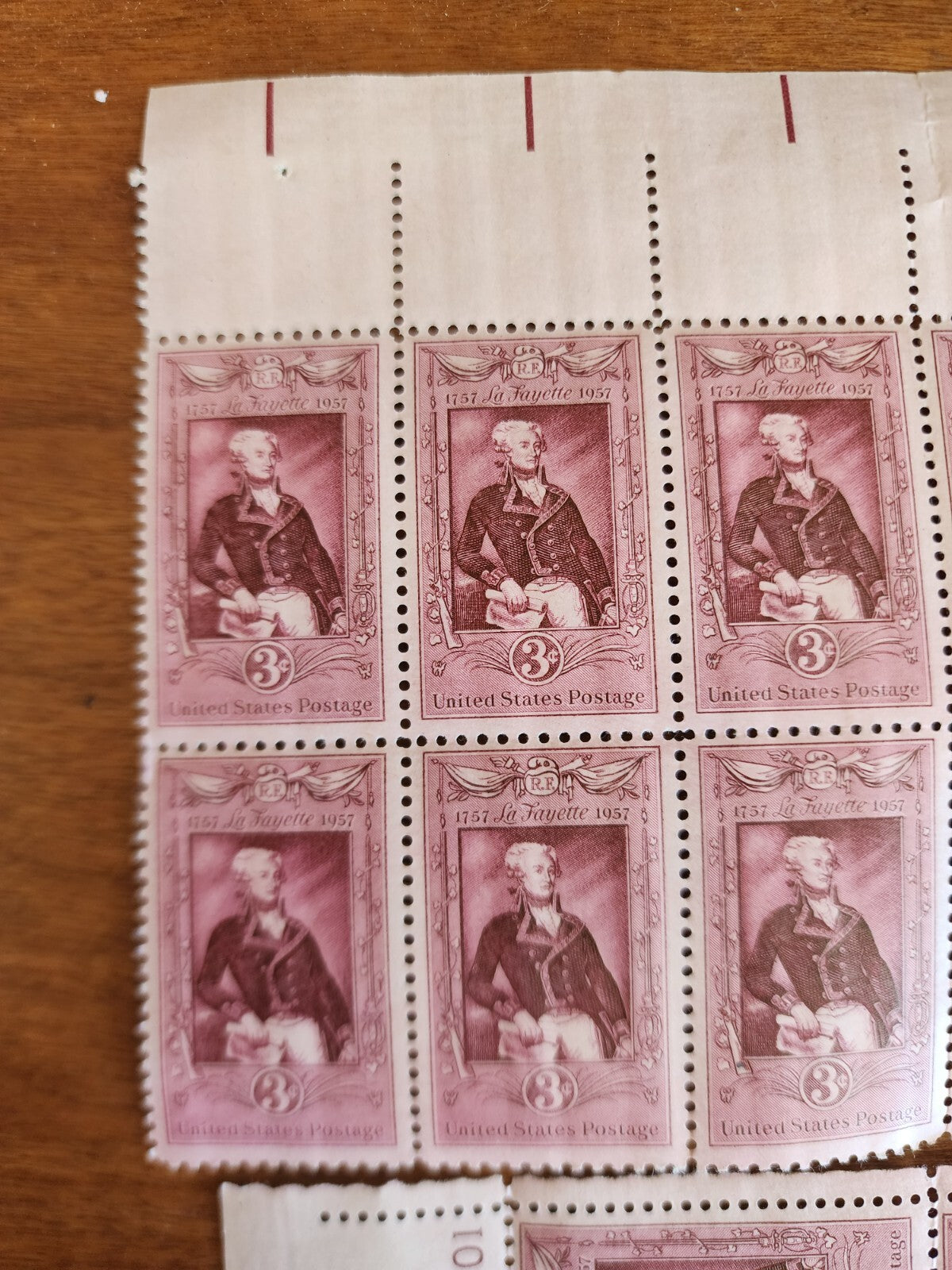 Lot of 16 U.S. Postage 3 ¢ Plate Block 25801 & 25800 La Fayette 1757 - 1957