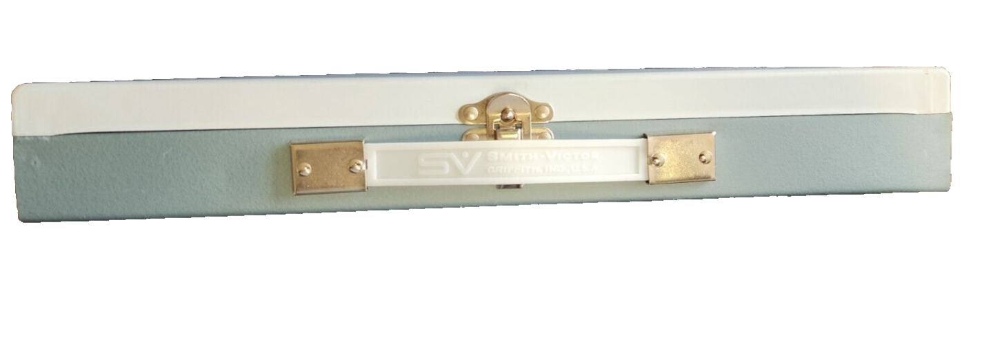 Vintage SV Smith Victor Metal Slide File Case Made In Griffith, IND USA Blue 