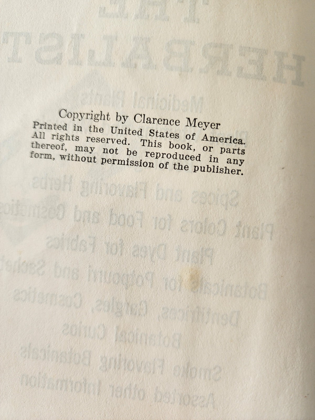 The Herbalist by Joseph E Meyer 6th Printing 1970