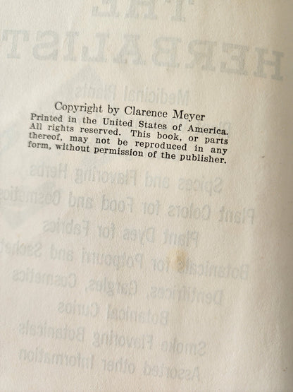 The Herbalist by Joseph E Meyer 6th Printing 1970