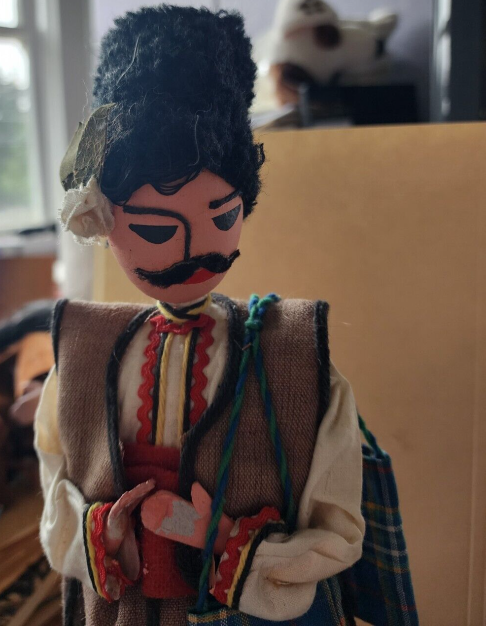 Vtg Doll Bulgaria Male Hand painted 13" Traditional Costume Souvenir