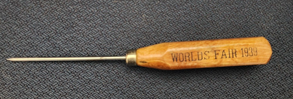 Vintage 1939 San Francisco World's Fair ice pick with wooden handle