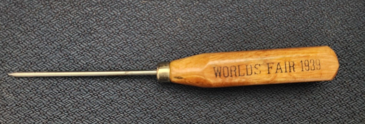 Vintage 1939 San Francisco World's Fair ice pick with wooden handle
