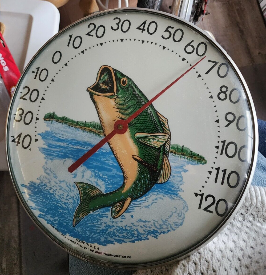 Vintage Bass Ohio the Original Jumbo Dial Thermometer