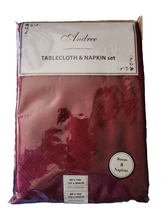 Andree Tablecloth & Napkin set (1 Damaged Napkin) 60" x 104"