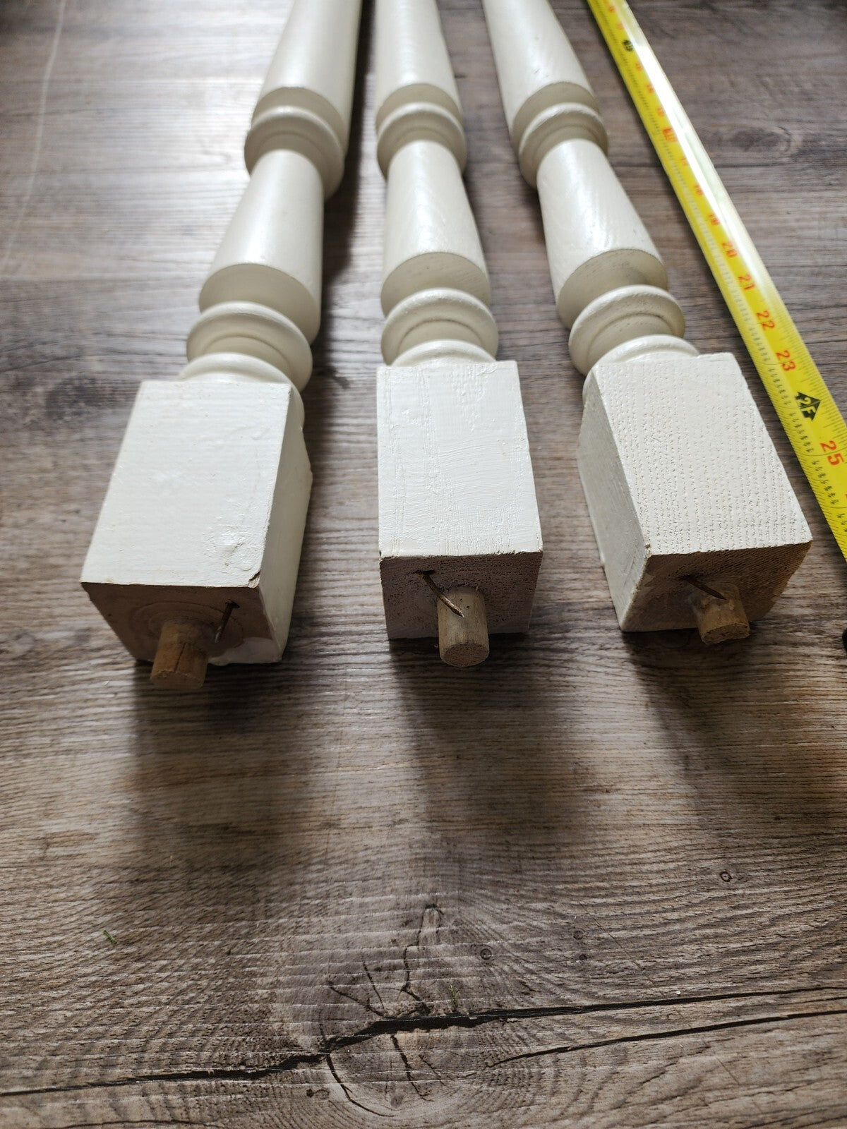 2 Painted White Wood Porch Spindles