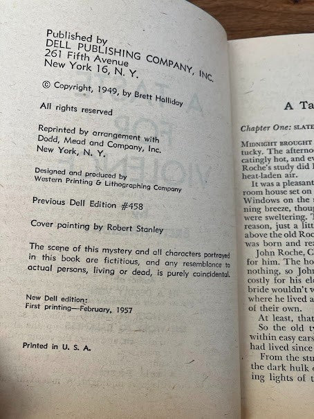 Vtg Paperbacks by Brett Halliday - lot of 2