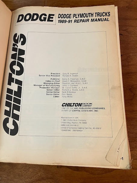 Chilton - Dodge/Plymouth Trucks 1989-91 Repair Manual