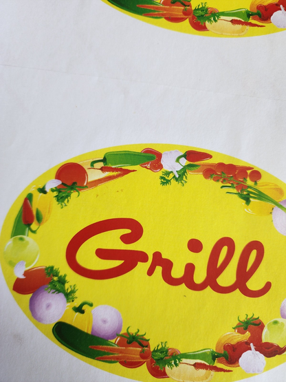 Pair of Grill Food Labels | 4" x 5.5" Inch Oval Shape
