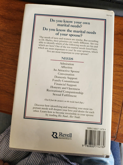 His Needs, Her Needs - Hardcover By Willard F. Harley Jr. - VERY GOOD