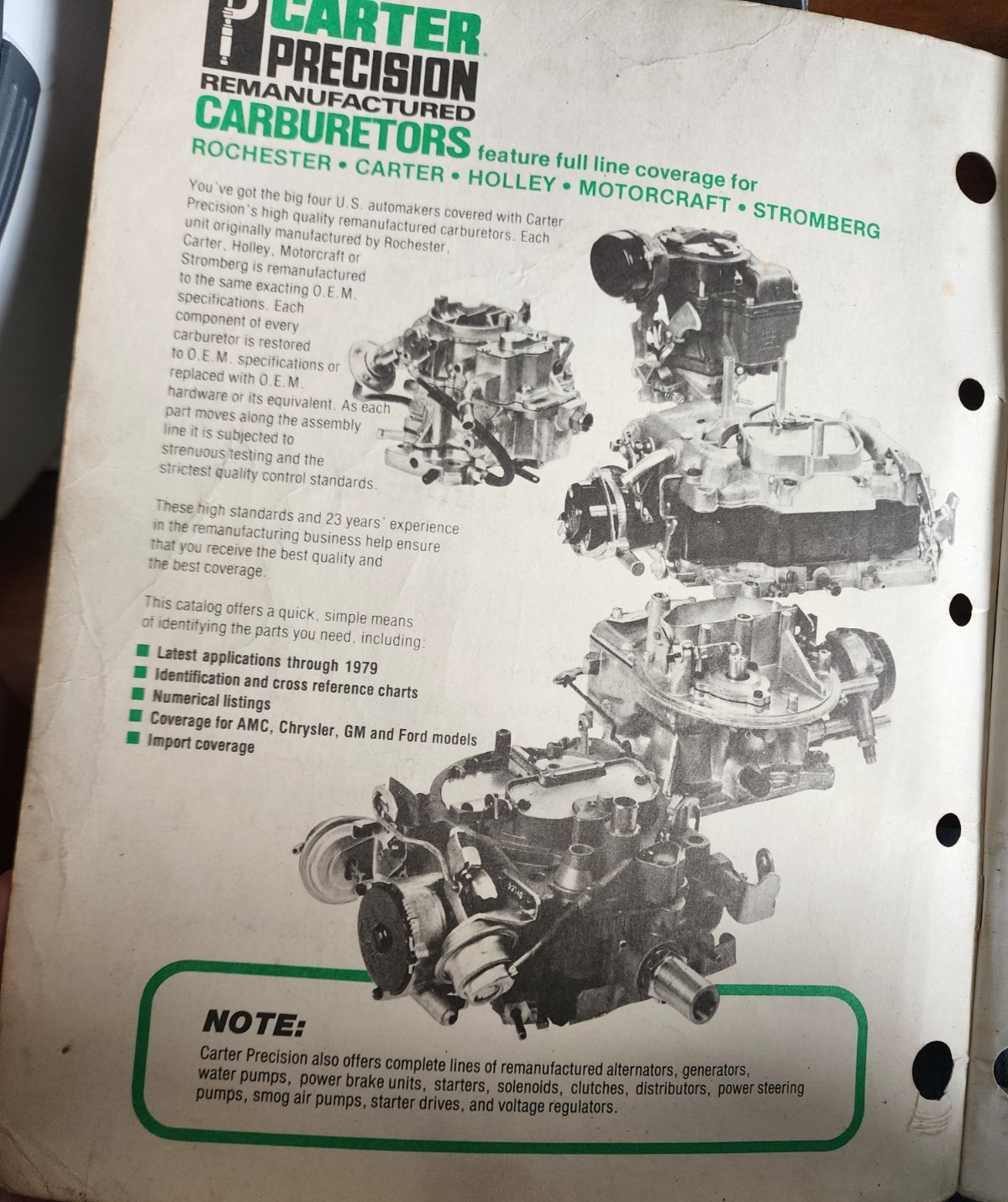 Carter Precision Remanufactured Carburetors Catalog 8811, 1980