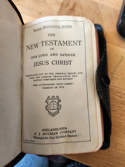 New Testament Psalms KJV 1926 AJ Holman Edition Pocket Snap Philadelphia Vtg