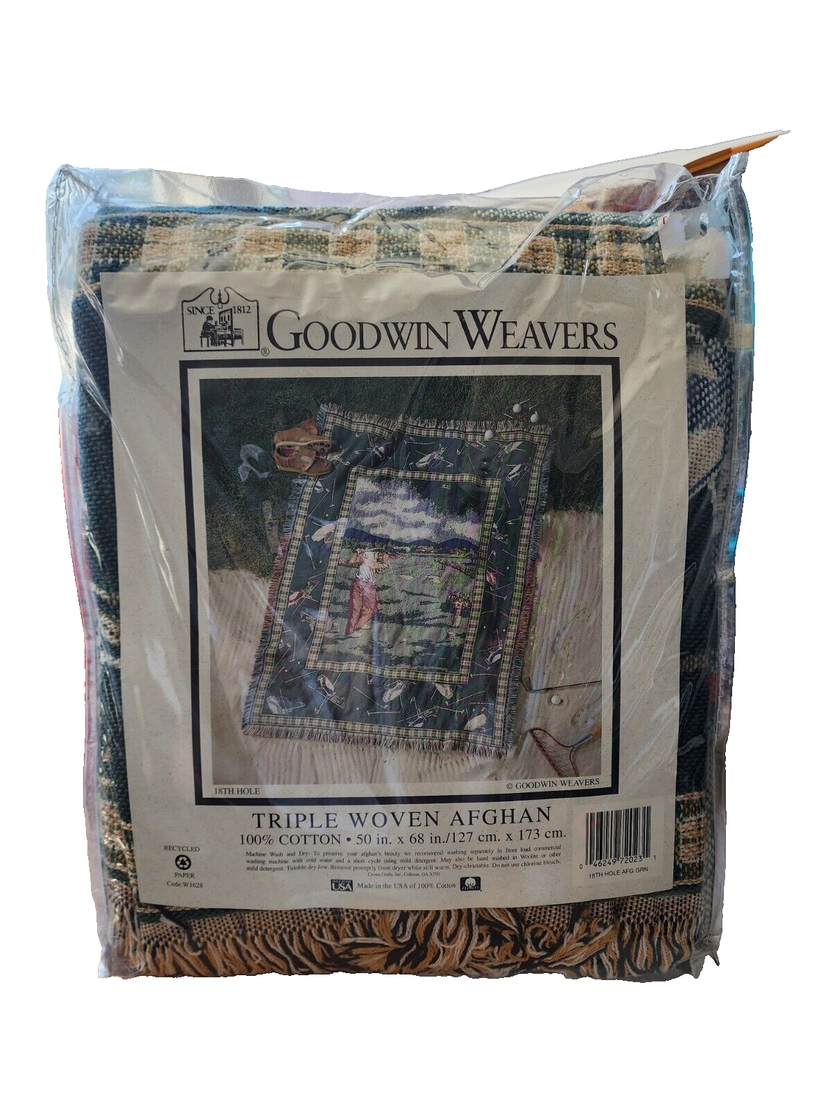 Goodwin Weavers Triple Woven Afghan 100% Cotton 48 X 67  “18th hole”