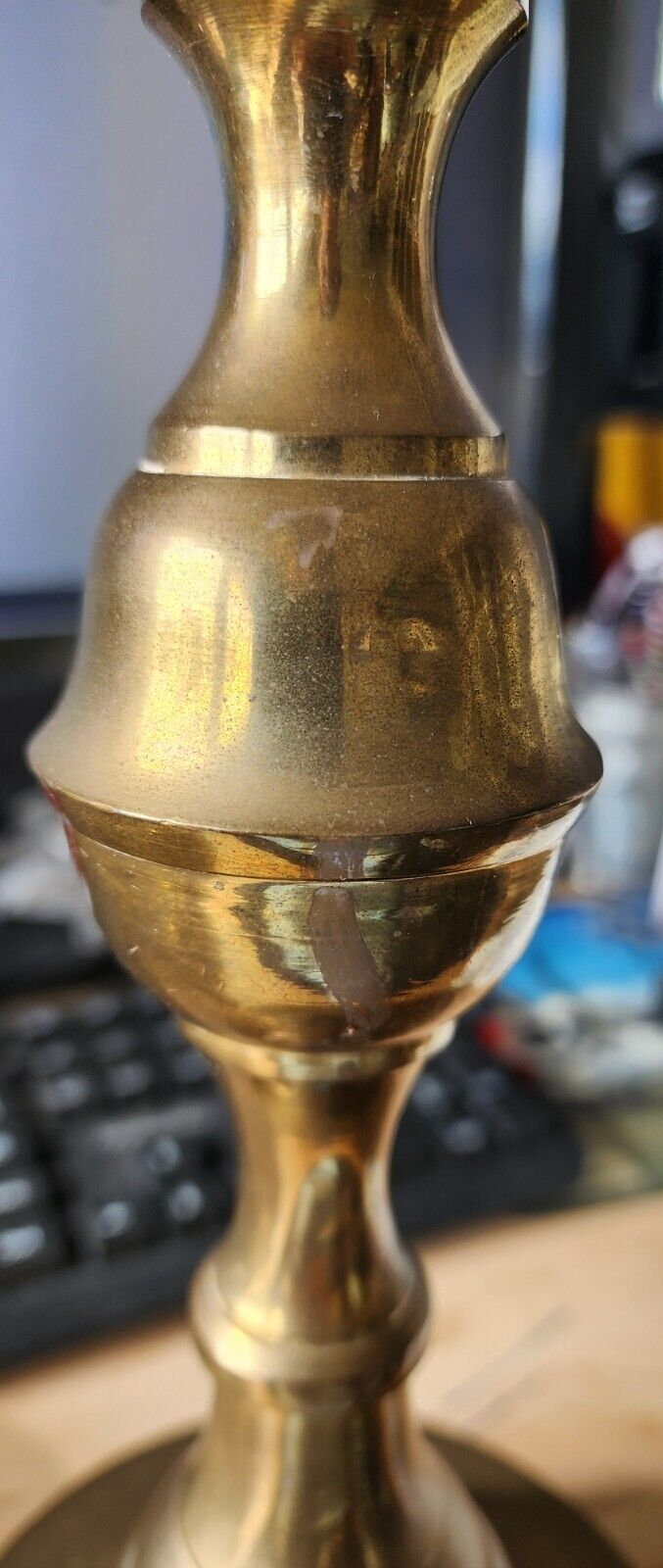 17" Large Vintage Brass candle holder