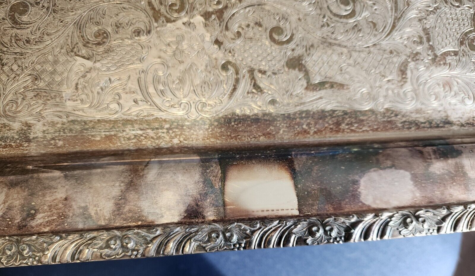 1947 Vintage Silverplate Butler Serving Tray with Handles 21”x14”