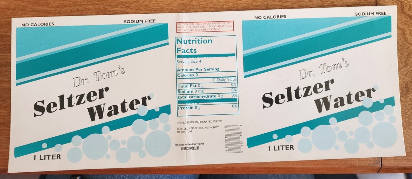 12 Fl Oz Dr. Tom's Seltzer Water Sticker Prop