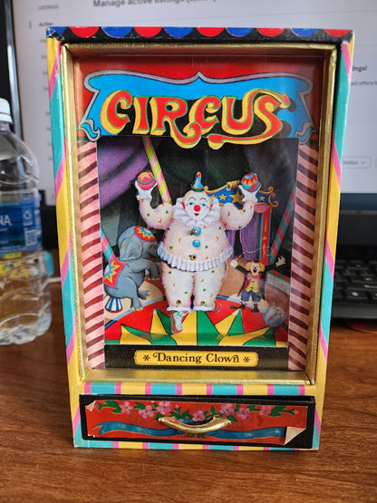 Vtg Circus Dancing Clown Music Box