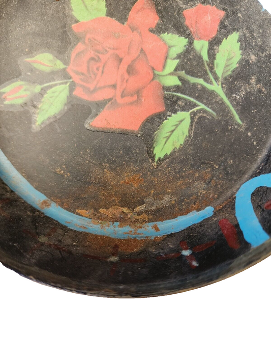 Vintage hand painted metal decorative bowl (Rose not painted)