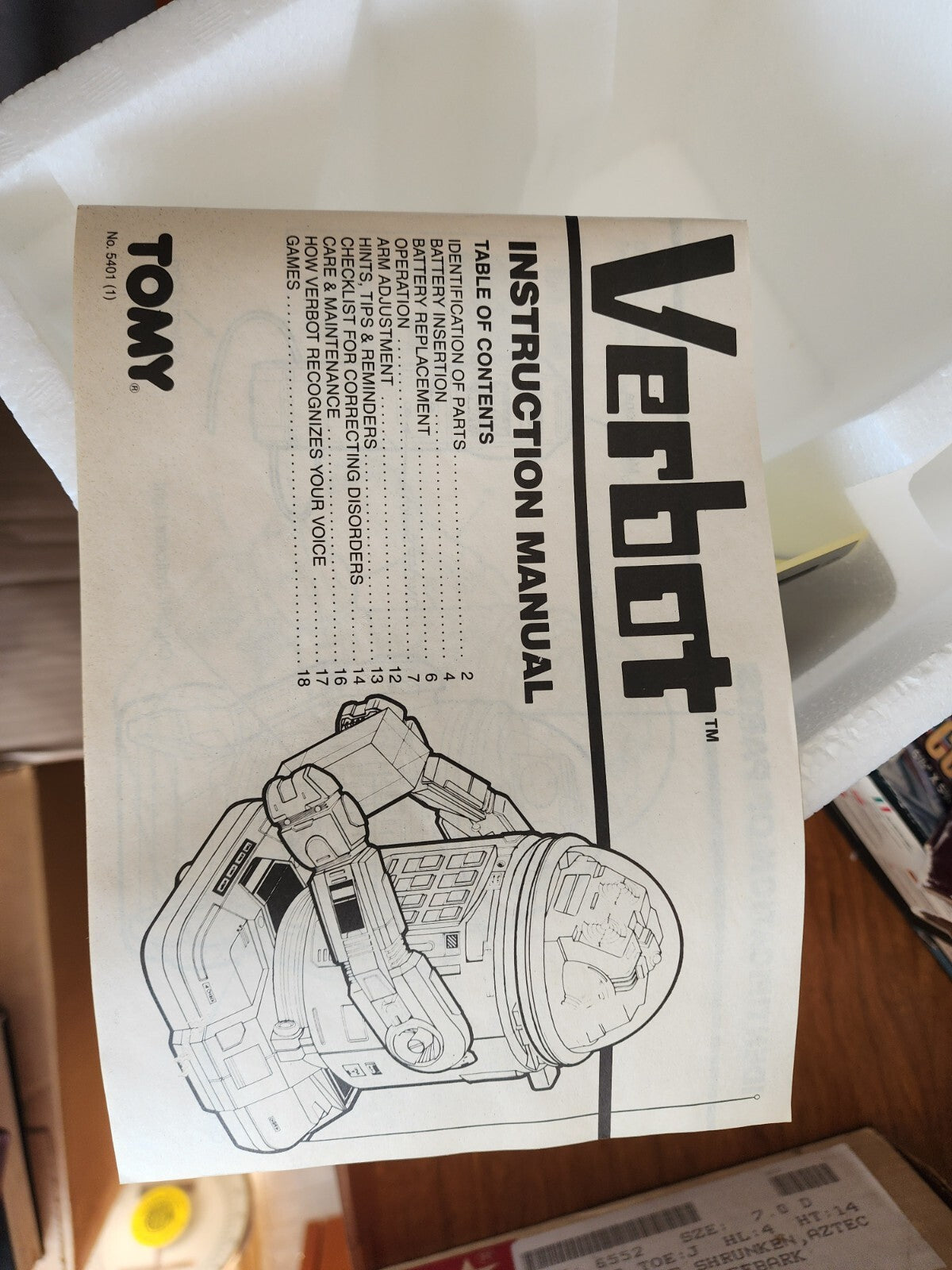 Vintage Verbot Robot w/Remote Control #5401 Voice Command - Not Working