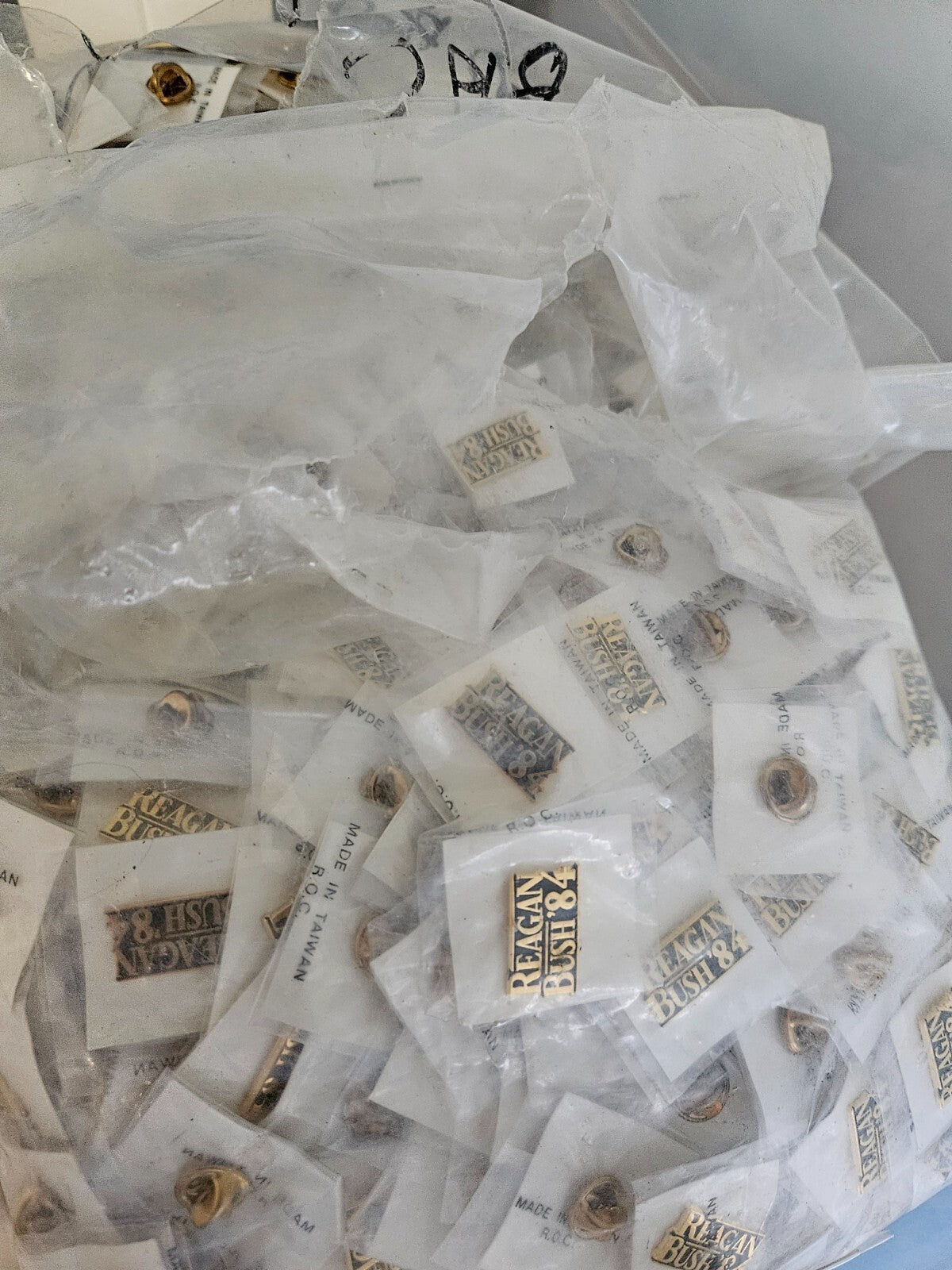Approximately 3500 REGAN / BUSH presidential pins-Great for Wholesale or Retail