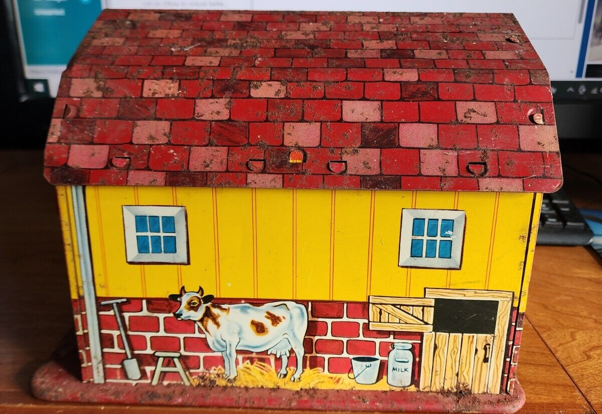 Vtg Marx Tin Litho THE MAGIC Barn Garage 1950s