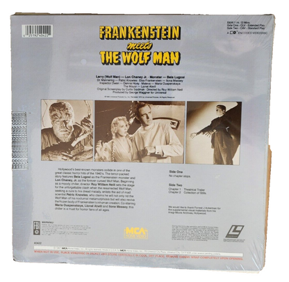 Frankenstein Meets the Wolf Man (Laserdisc) Encore Edition HTF MCA RARE SEALED
